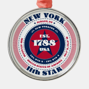 New York 11th State Christmas Ornament