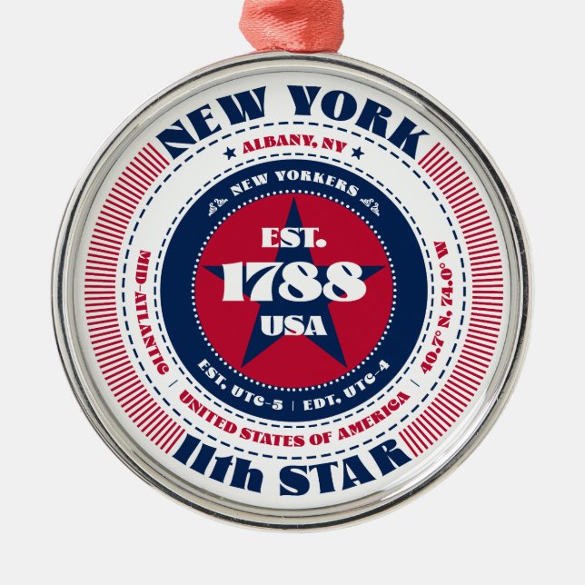 New York 11th State Christmas Ornament (Front)