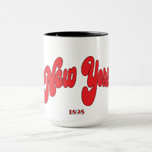 New-York 1898 Red Arc Logo Typography Mug