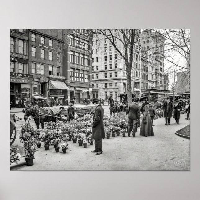 New York, 1904. A flower vender's Easter display Poster (Front)