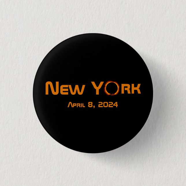 New York 2024 Total Solar Eclipse  Button (Front)