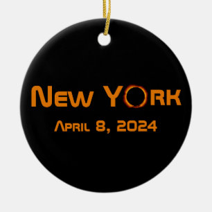 New York 2024 Total Solar Eclipse Ceramic Ornament