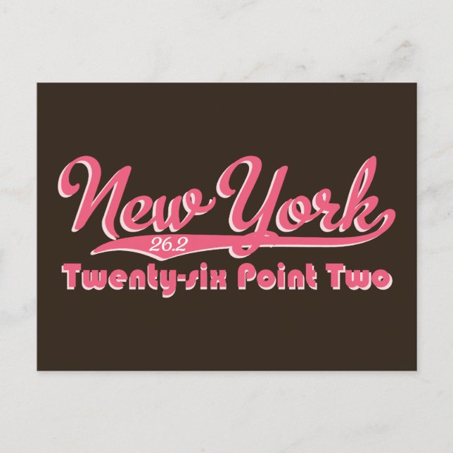 New York 26.2 Pink Marathon Postcard (Front)