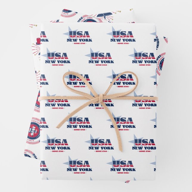 New York, 50 States, Liberty Bell  Wrapping Paper Sheets (In situ)