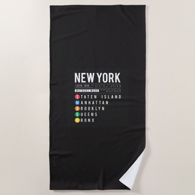 New York 5 Boroughs Beach Towel (Front)