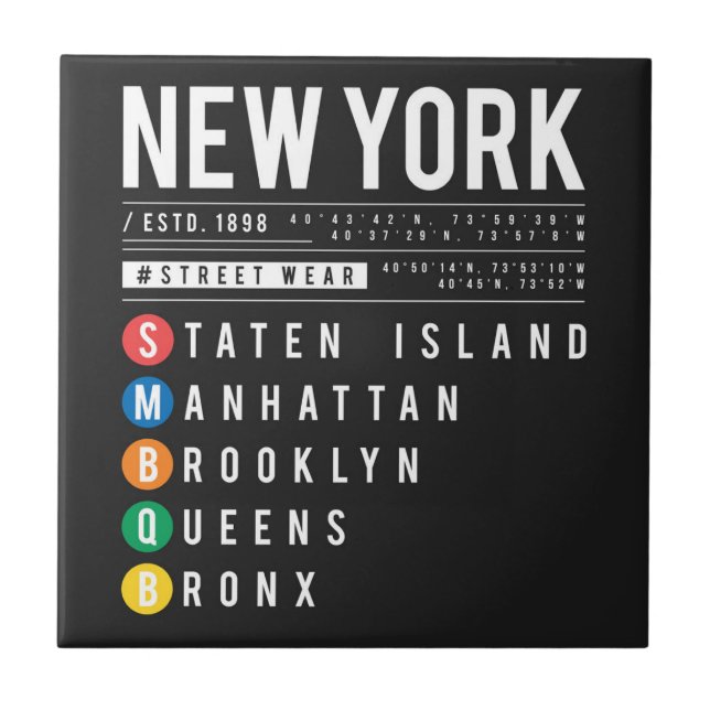 New York 5 Boroughs Ceramic Tile (Front)