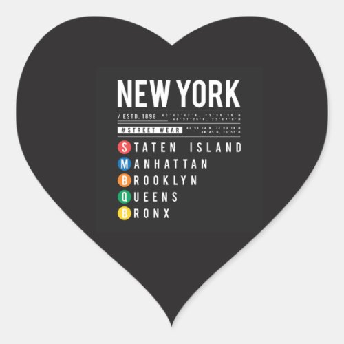 New York 5 Boroughs Heart Sticker