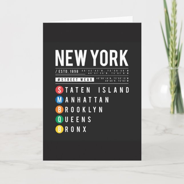 New York 5 Boroughs Letterpress Thank You Card (Front)
