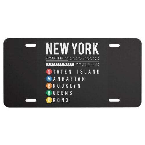New York 5 Boroughs License Plate