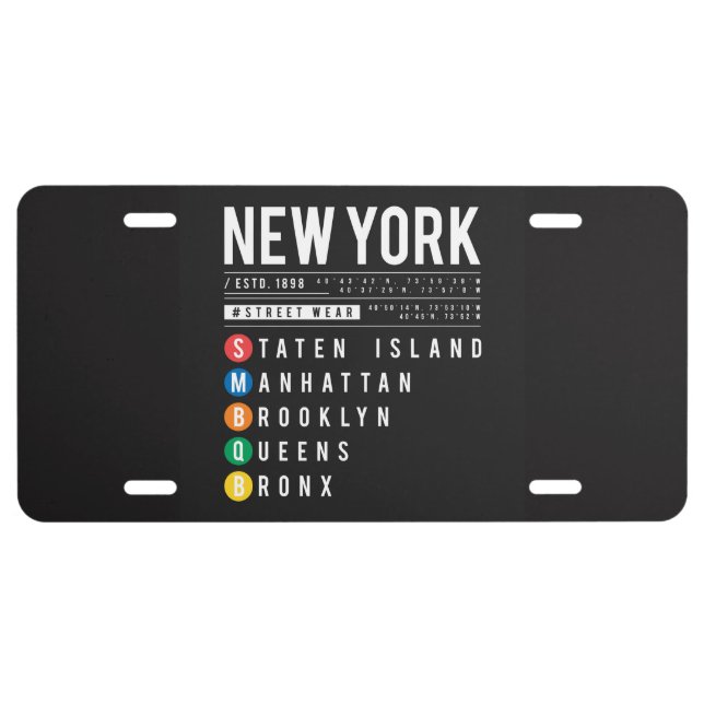 New York 5 Boroughs License Plate (Front)