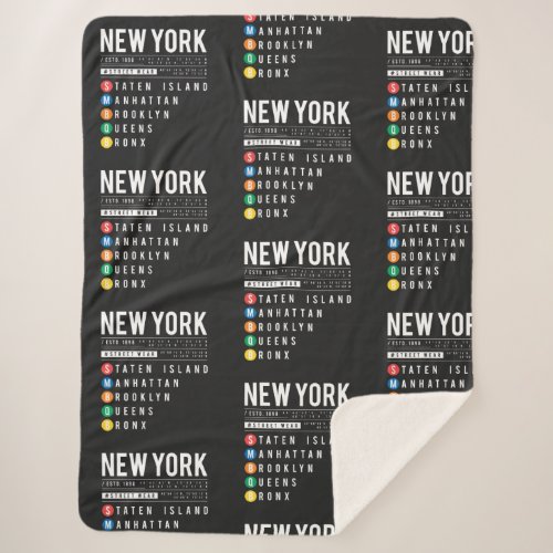 New York 5 Boroughs Sherpa Blanket