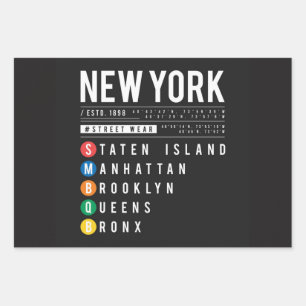 New York 5 Boroughs Wrapping Paper Sheets