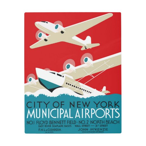 New York Airports Vintage 1936 WPA Travel Poster