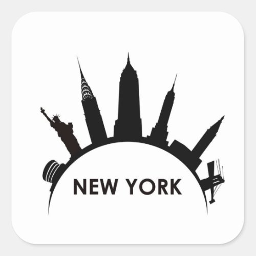 new york america city landmark silhouette building square sticker