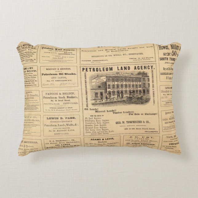 New York and Pennsylvania Oil Advertisements Decorative Pillow (Front)