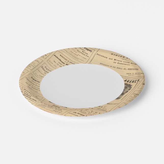 New York and Pennsylvania Oil Advertisements Paper Plates (Angled)