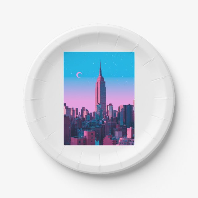 New york anime city  paper plates (Front)