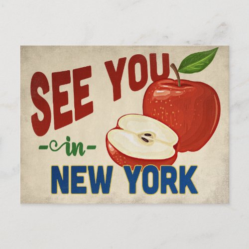 New York Apple _ Vintage Travel Postcard
