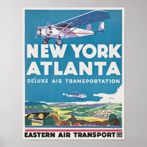 New York Atlanta USA Vintage Poster 1931