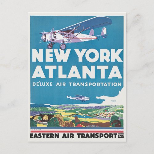 New York Atlanta USA Vintage Poster 1931 Postcard