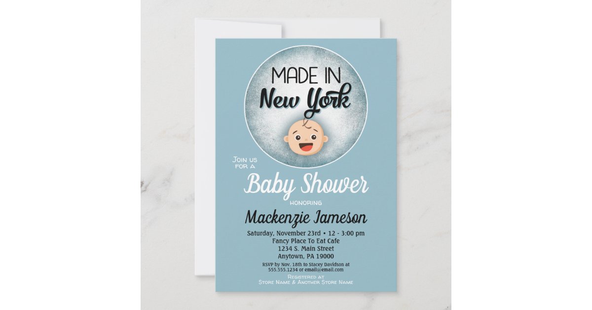 New York Baby Shower Funny Blue Boys Invitation Zazzle