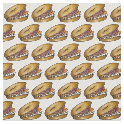 New York Bagel Capers Cream Cheese Lox Onions Fabric