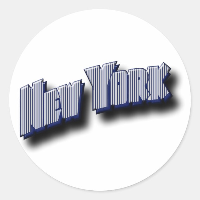 New York Banner Text Classic Round Sticker (Front)