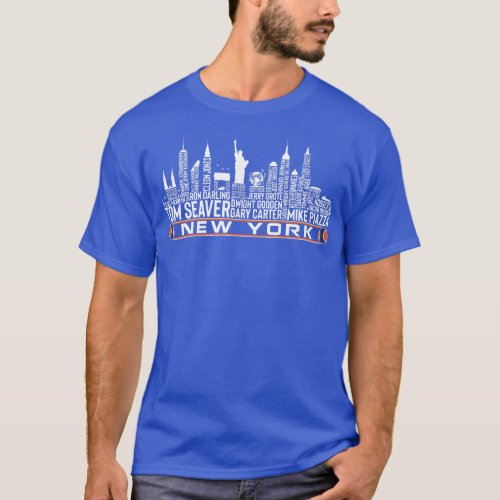 New York Baseball Legends New York City Skyline T_Shirt