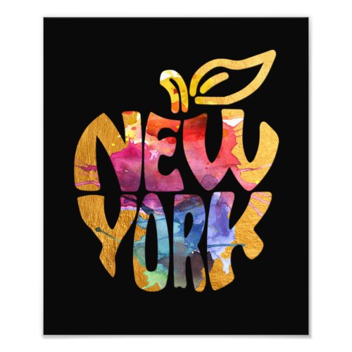 New York Big Apple NYC Watercolor Calligraphy Art Photo Print