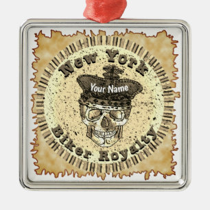 New York Biker Metal Ornament