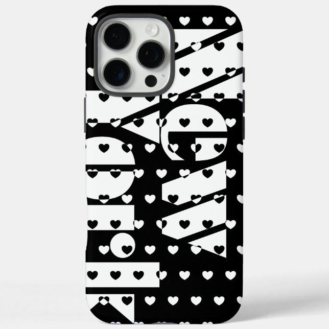 New York Black And White Hearts Pattern  Case-Mate iPhone Case (Back)