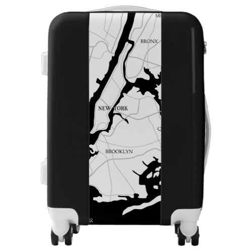 New York Black and White Map Luggage