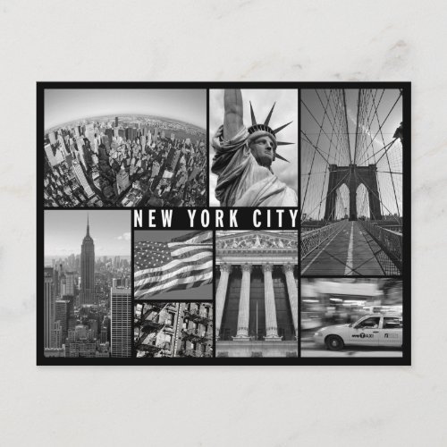 new york black and white postcard