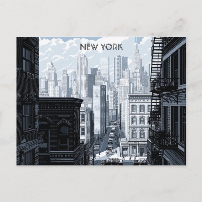 New York Black and White Travel postcard (Front)