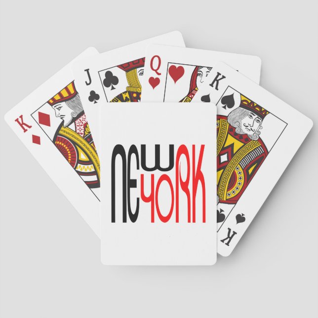 New-York-Black-Red Typography Poker Cards (Back)