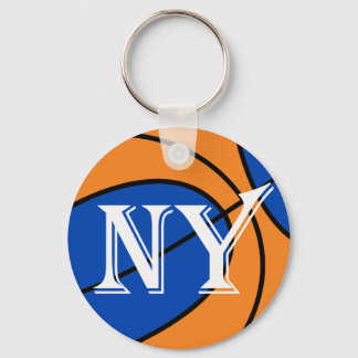 new york blue orange basketball keychain