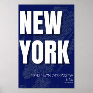 New York Blueprint City Map Poster Minimal