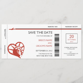 New York Boarding Pass Save the Date Invitations