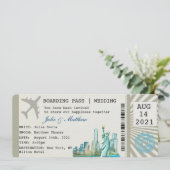 New York Boarding Pass Ticket Wedding Invitation (Standing Front)