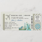 New York Boarding Pass Ticket Wedding Invitation