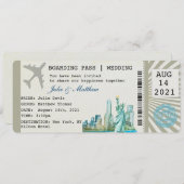 New York Boarding Pass Ticket Wedding Invitation (Front/Back)