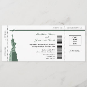New York Boarding Pass Wedding Invitations