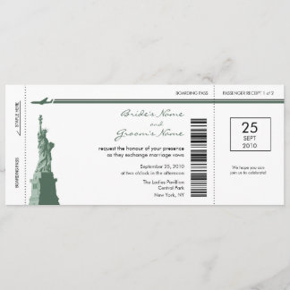 New York Boarding Pass Wedding Invitations