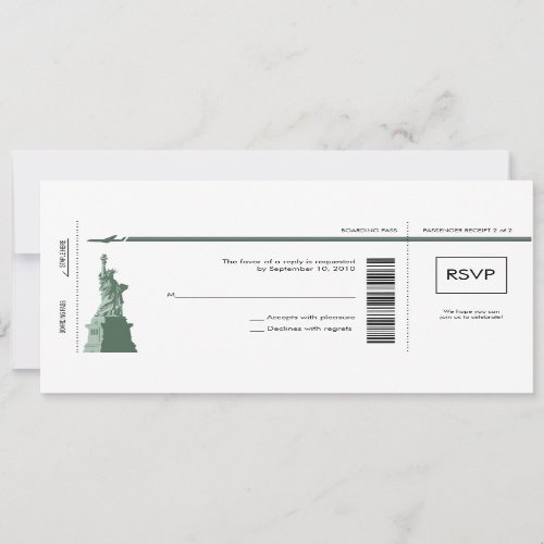 New York Boarding Pass Wedding RSVP