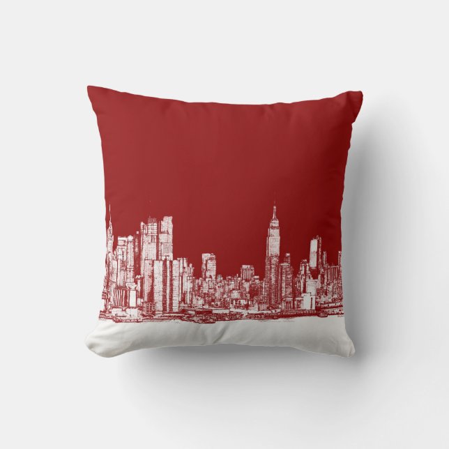 New York bold red Throw Pillow (Front)