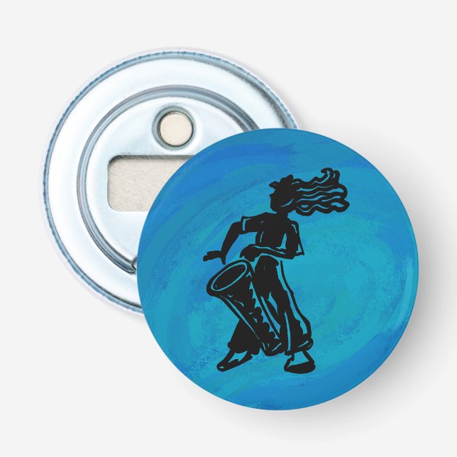 New York Boogie Nights Drum Blue Bottle Opener (Front)