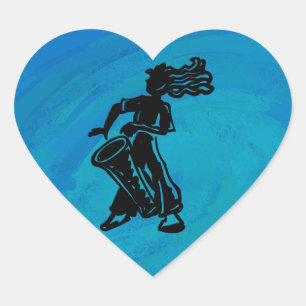 New York Boogie Nights Drum Blue Heart Sticker