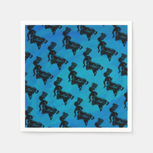 New York Boogie Nights Drum Blue Napkins