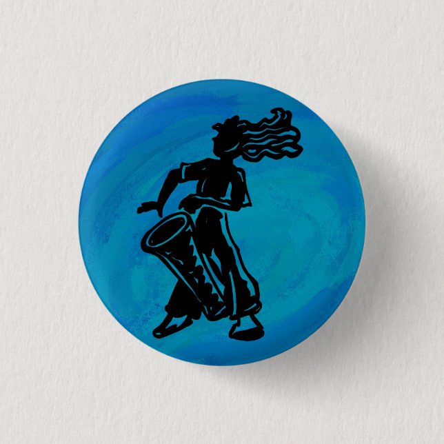New York Boogie Nights Drum Blue Pinback Button (Front)