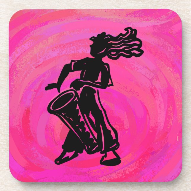 New York Boogie Nights Drum Hot Pink Beverage Coaster (Front)